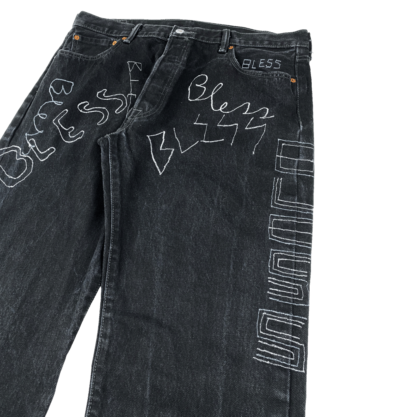 Nº74 Embroidery Jeans Vintage Levi's Black Denim / Grey
