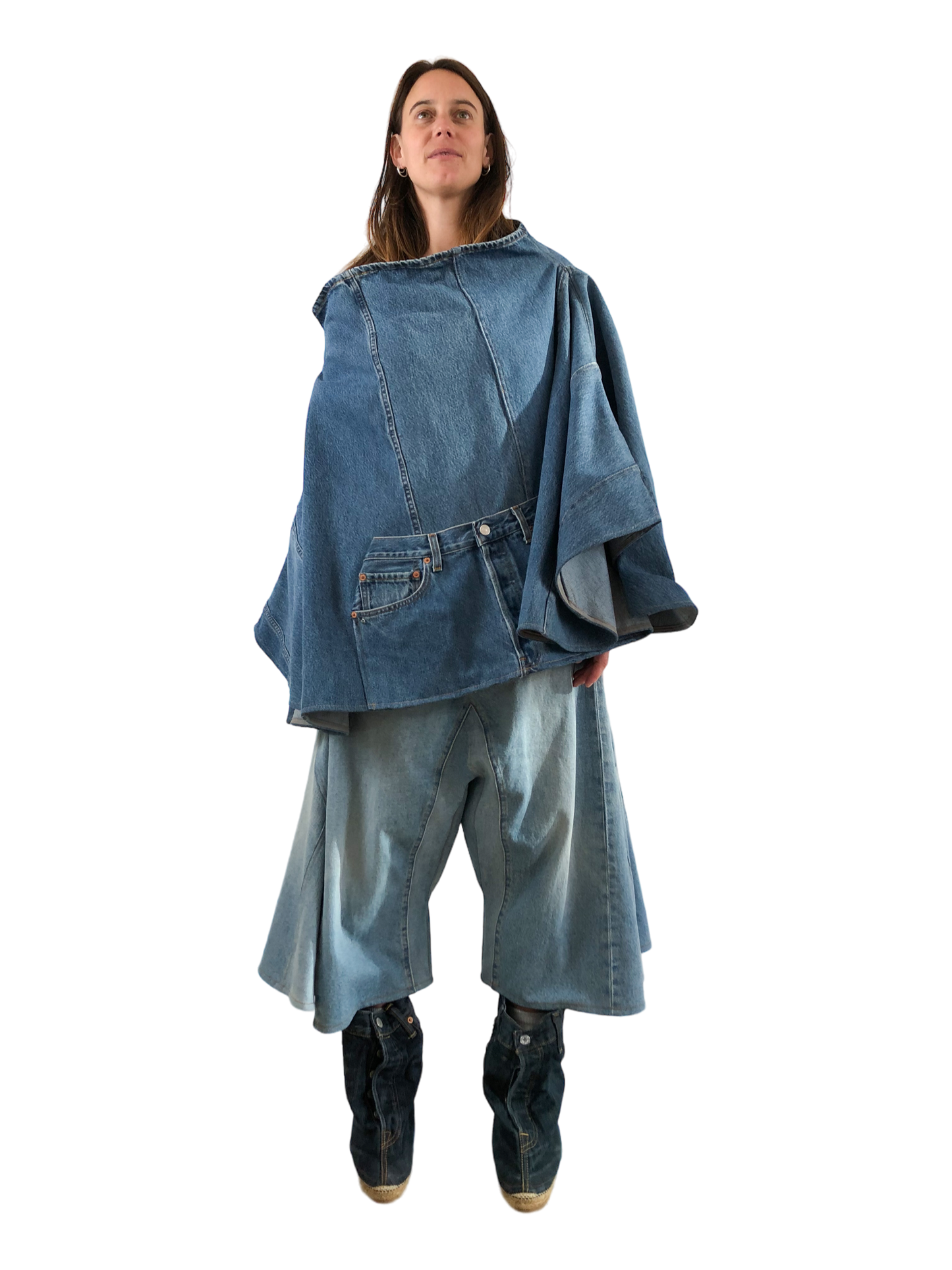 Nº73 Sweaterponcho Vintage Denim Blue