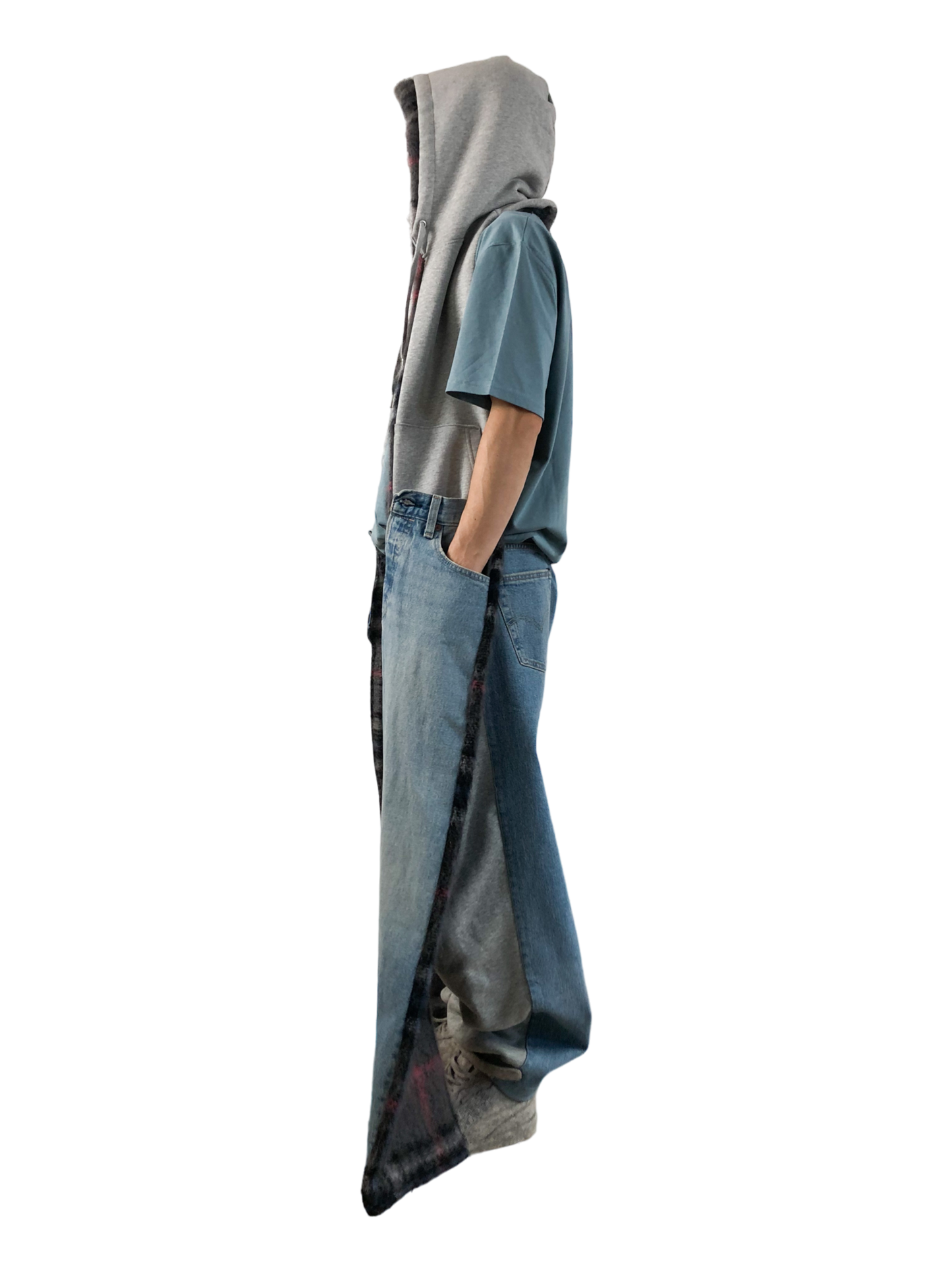 Nº75 Sweat Jeansscarf Grey Mohair, Denimblue