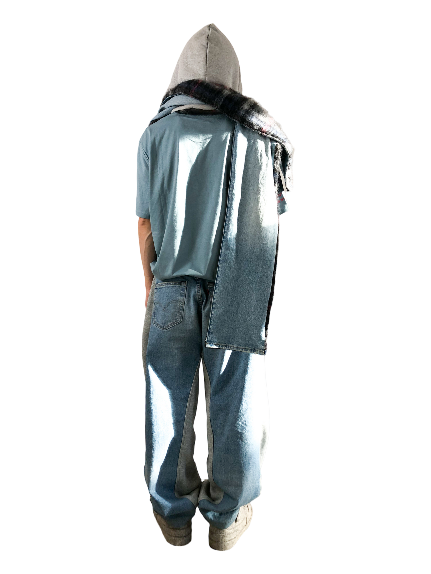 Nº75 Sweat Jeansscarf Grey Mohair, Denimblue
