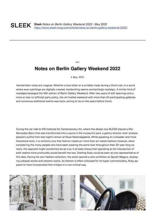 Sleek Notes on Berlin Gallery Weekend 2022