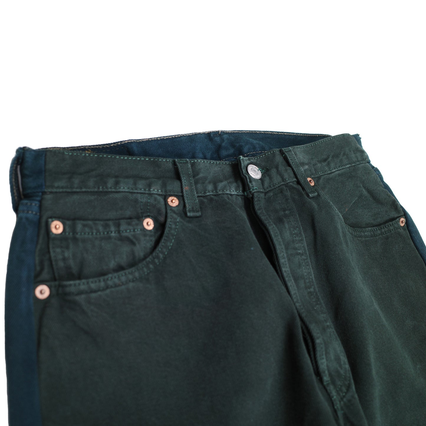 Nº73 Jeanspleatfront Bluegreen / Olivegreen