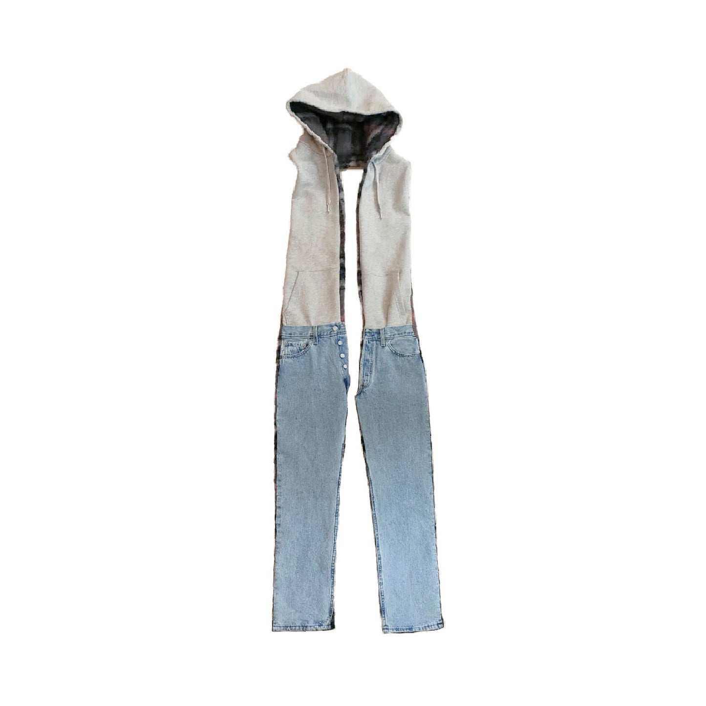 Nº75 Sweat Jeansscarf Grey Mohair, Denimblue