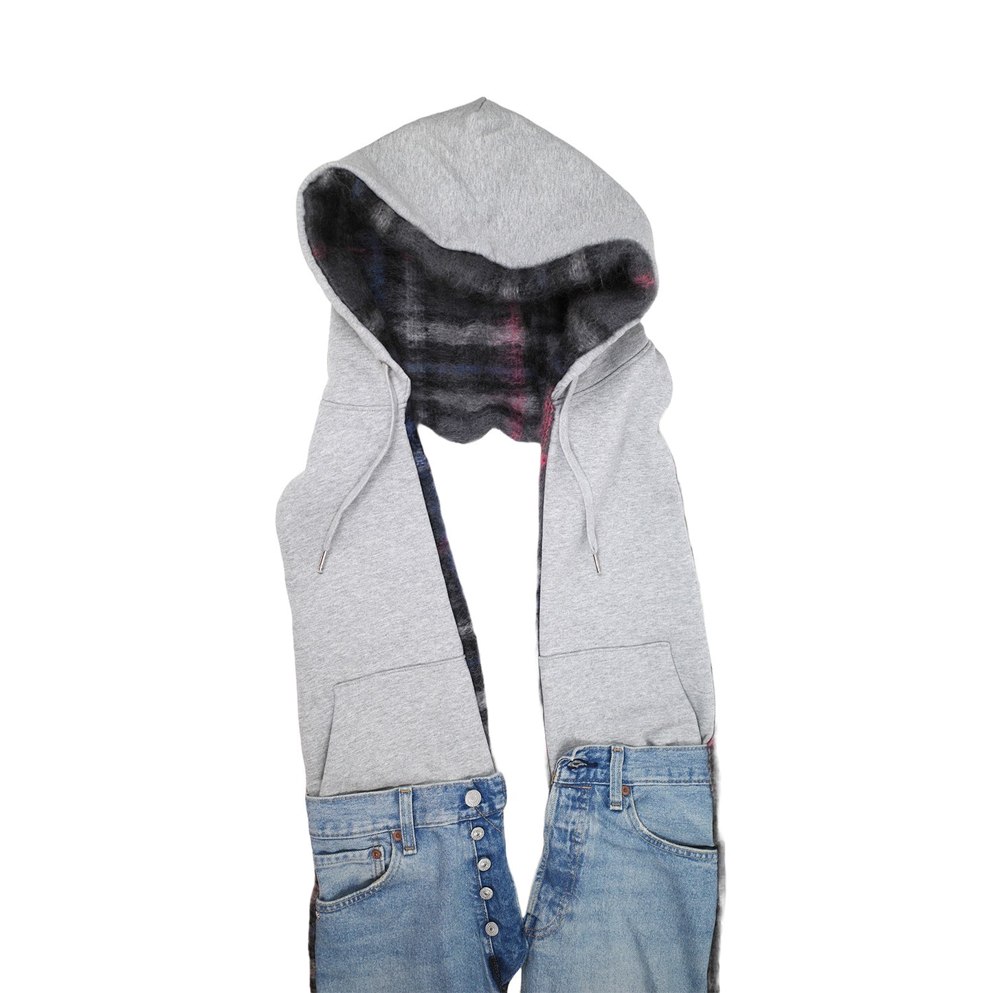 Nº75 Sweat Jeansscarf Grey Mohair, Denimblue