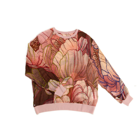 N°82 M-Sweater Embroidered Multicolor Beige / Rosé
