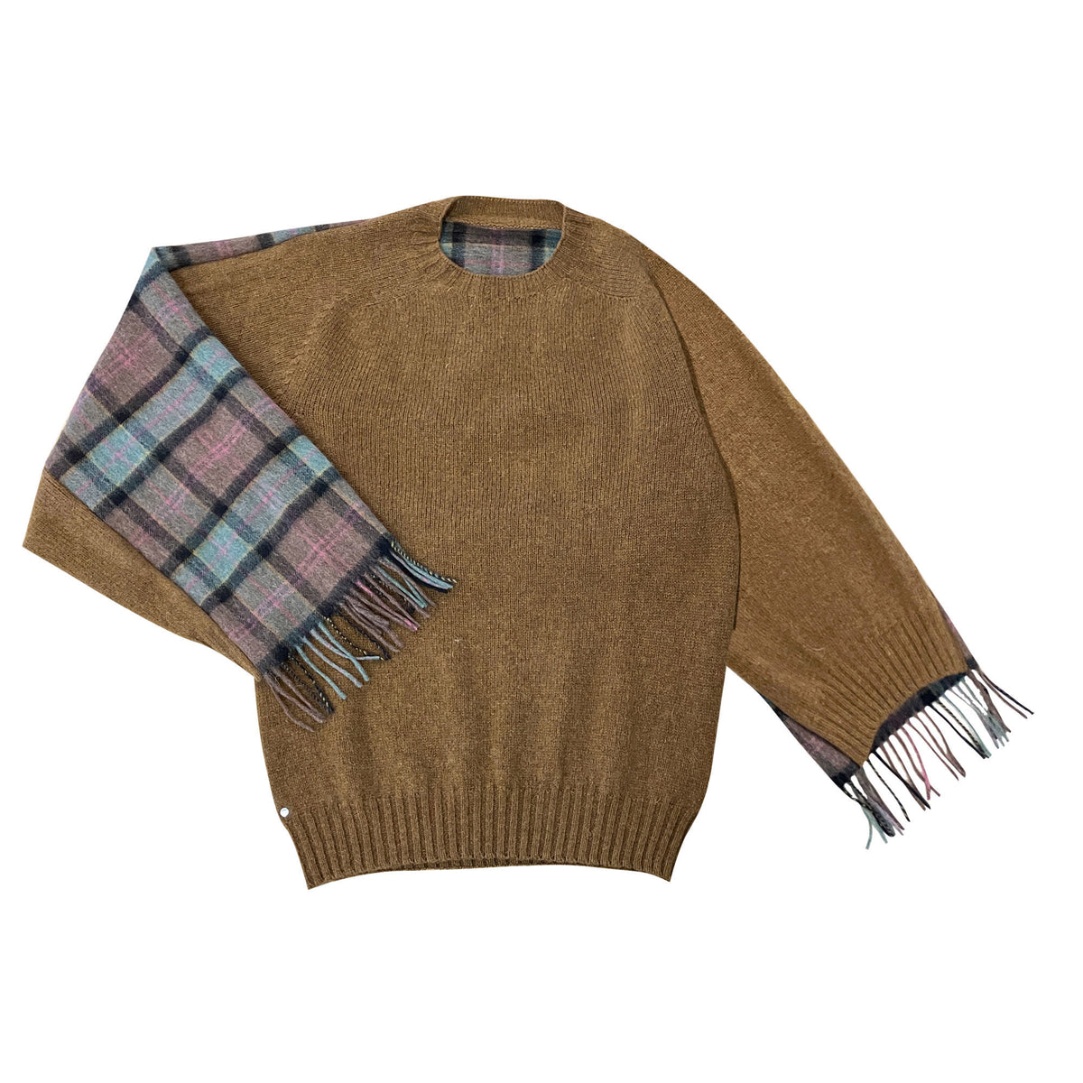 N°82 Snugglescarfsweater Walnut / Tartan