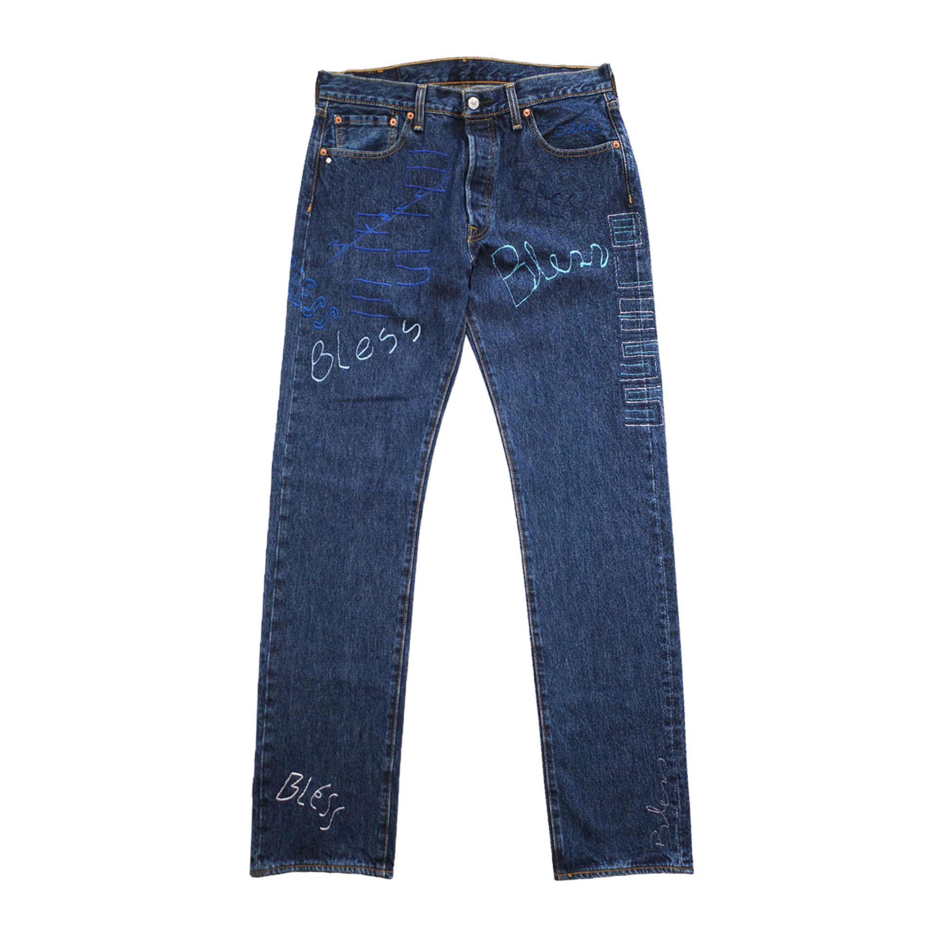 【送料&関税込】Levi's Blue Cotton Denim Jeans N_71EmbroideryJeansDenimBlue_B