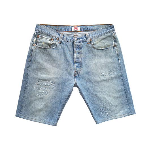 Nº74 Minimonogramm Shorts Blue Denim