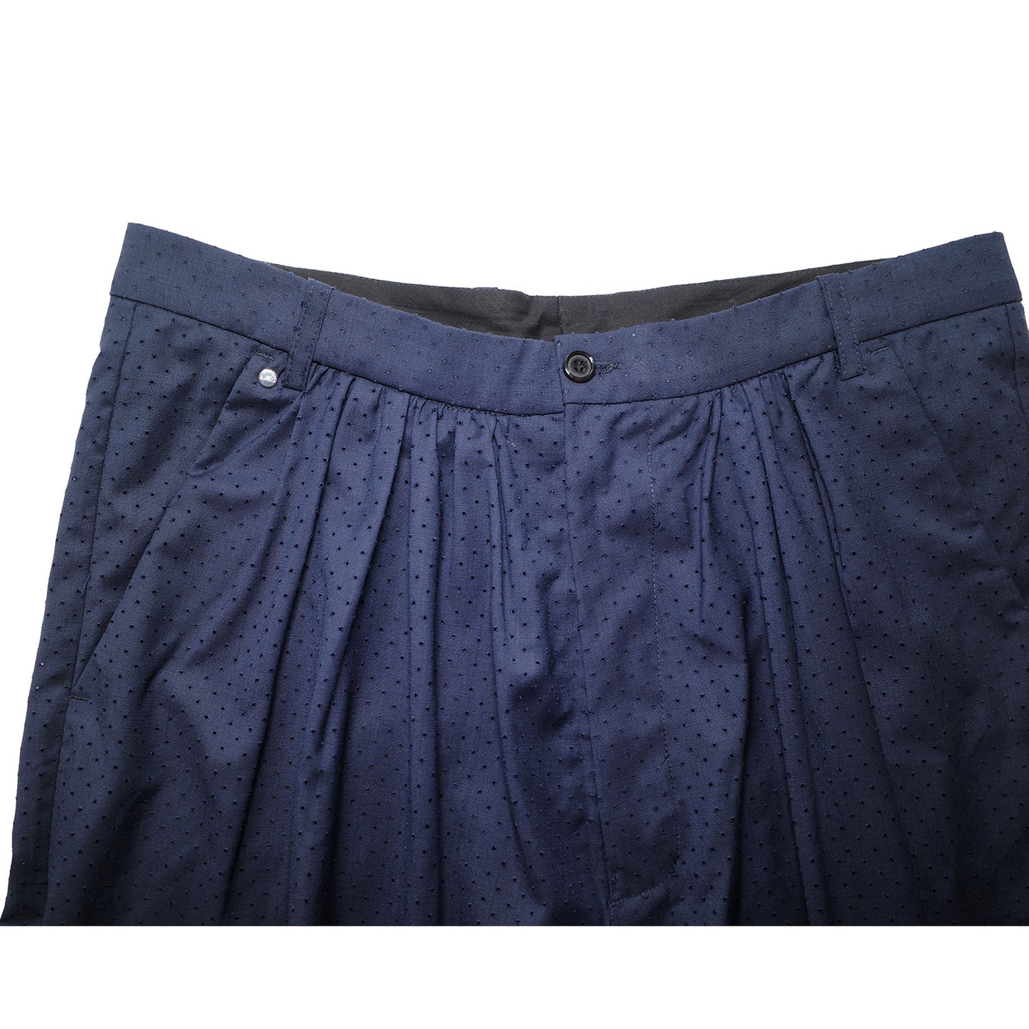 Nº74 Pleatbermuda Perforated Wool Navy