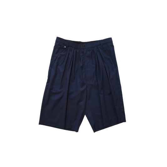 Nº74 Pleatbermuda Perforated Wool Navy