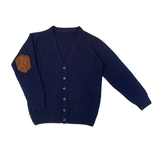 N°80 Pearlpad Cardigan Nero Navy / Brown
