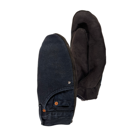 N°80 Pocketgloves Fur Black Denim Black