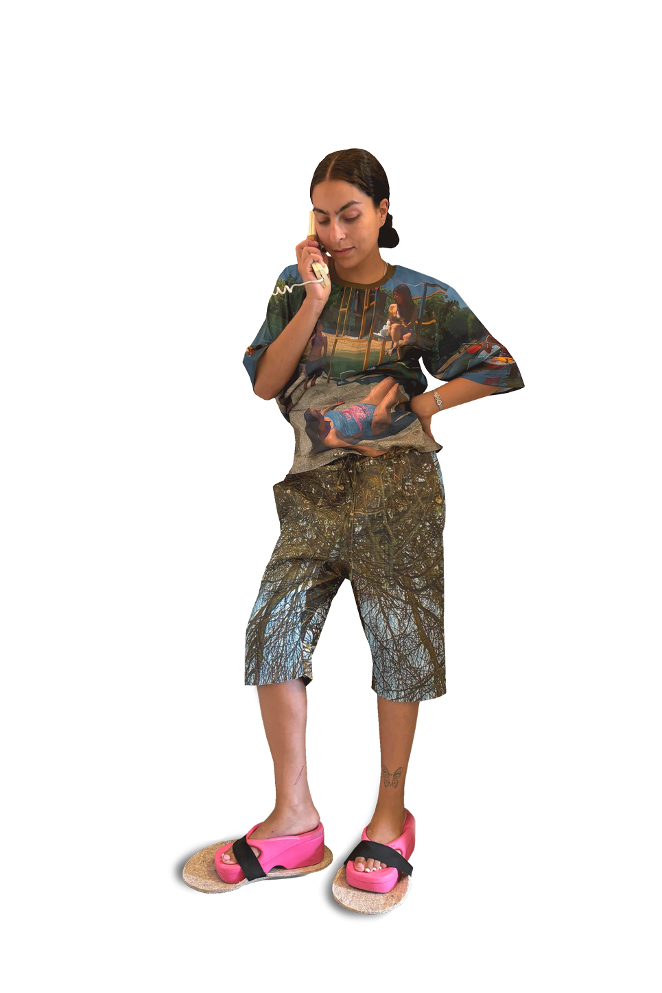 N°81 Quilted Pyjamapants Shorts Print / Green Checks