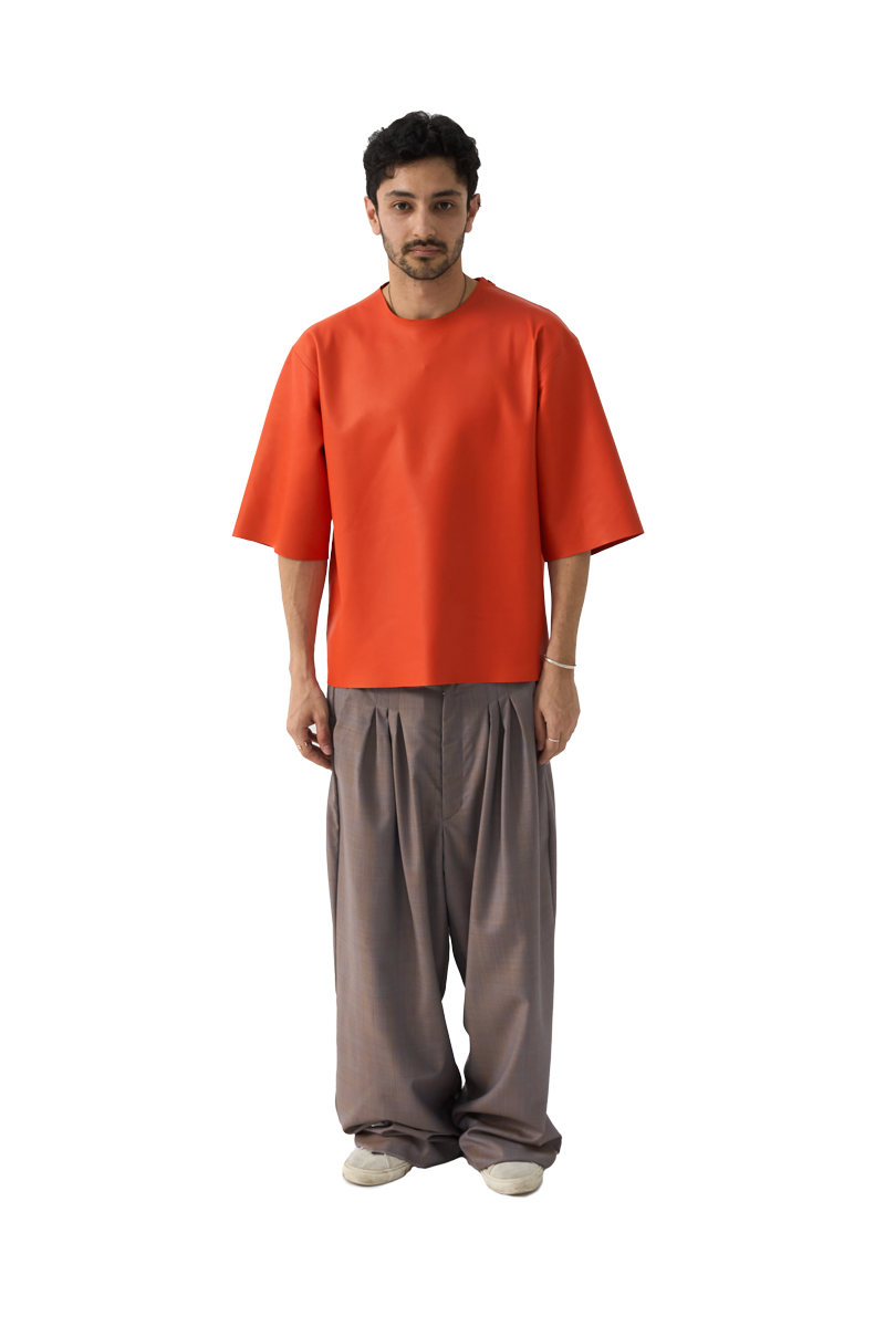 N°81 Leather T-shirt Orange Red