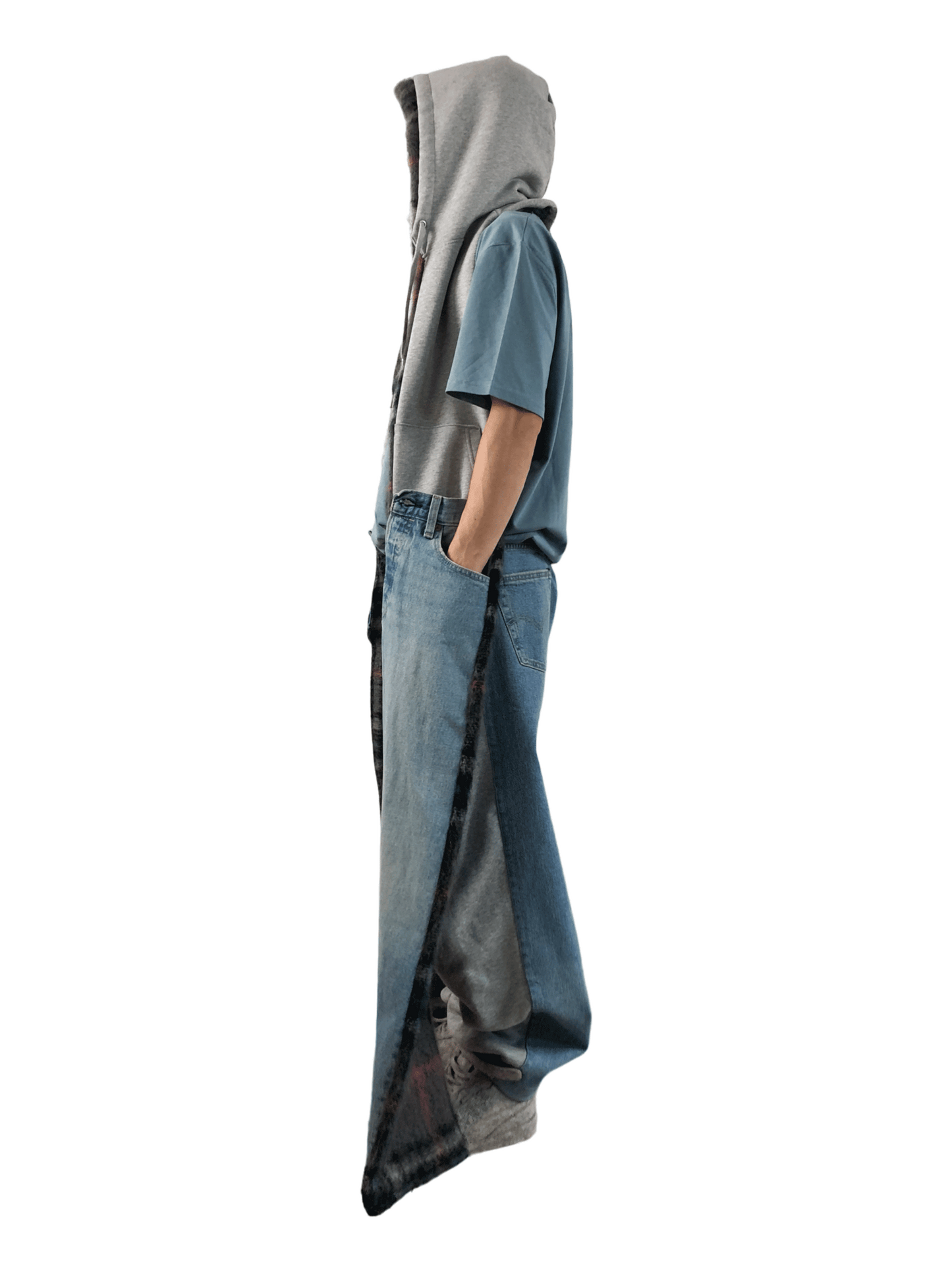 Nº75 Sweat Jeansscarf Grey Mohair, Denimblue